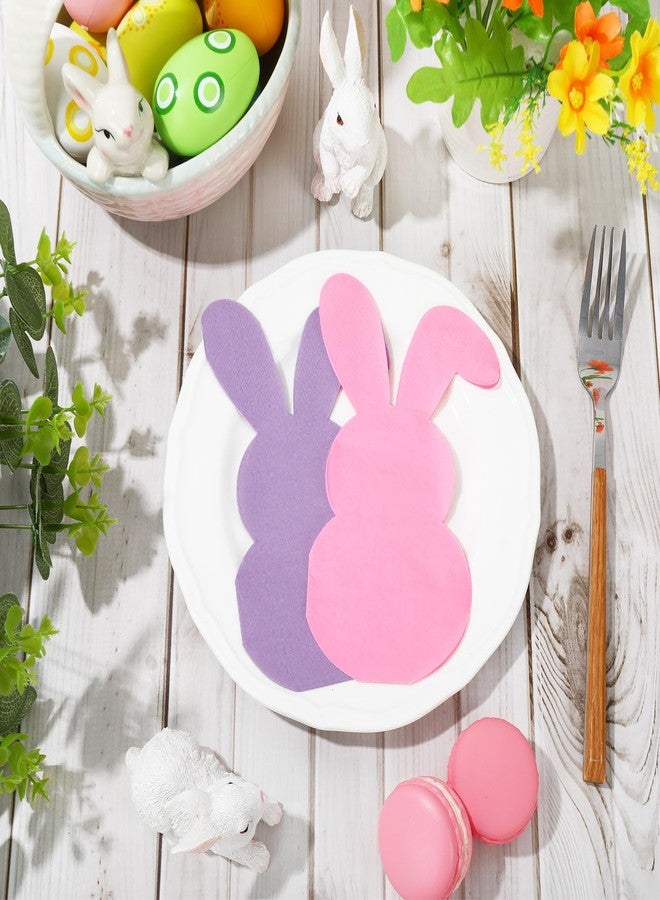 JarThenaAMCS مناديل ورقية ملونة من JarThenaAMCS، 100 ورقة، بتصميم أرنب عيد الفصح، 5 ألوان، مناديل ورقية ربيعية ملونة للاستخدام مرة واحدة، مثالية لتزيين طاولات الحفلات - Image 3